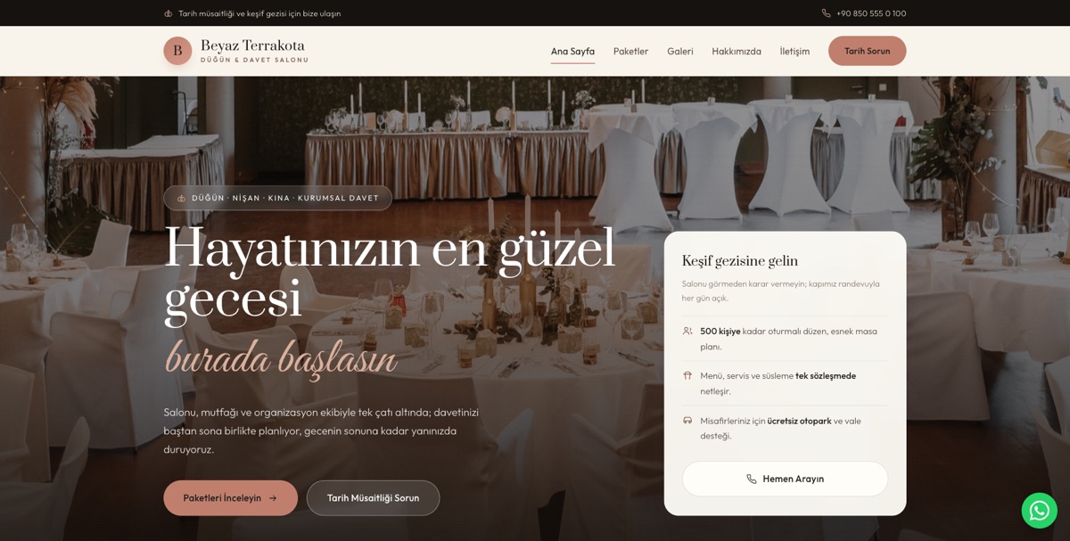 Düğün & Davet Salonu — Beyaz örneği
