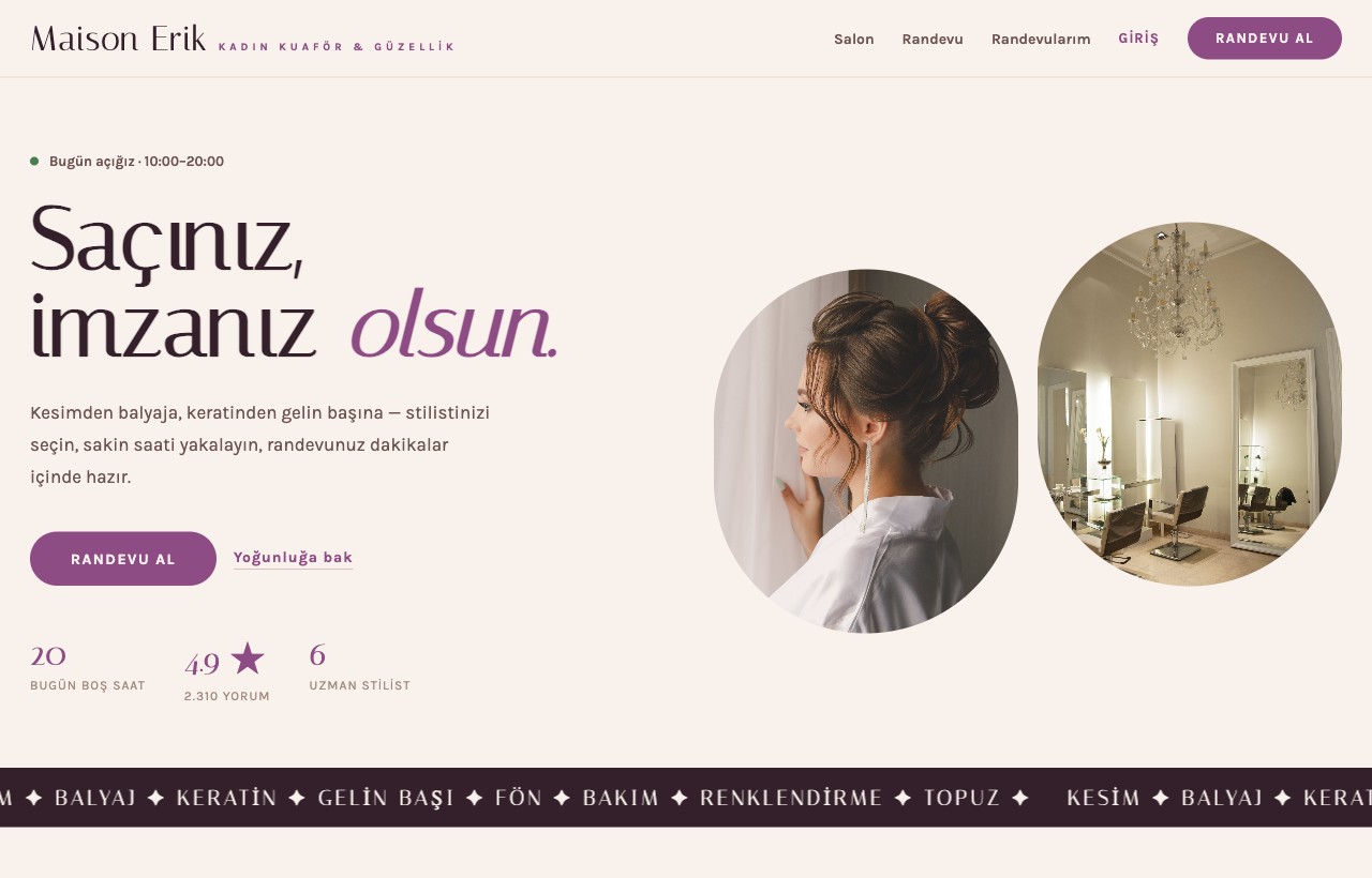 Kadın Kuaför — Maison örneği
