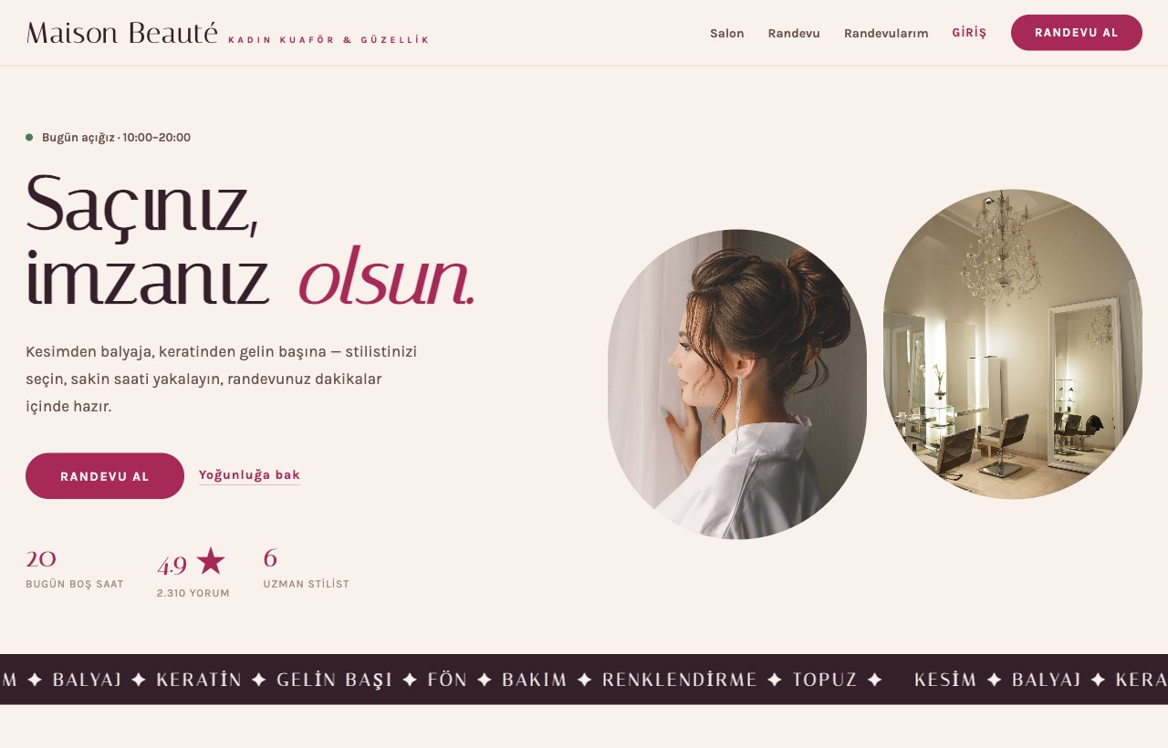 Kadın Kuaför — Maison örneği