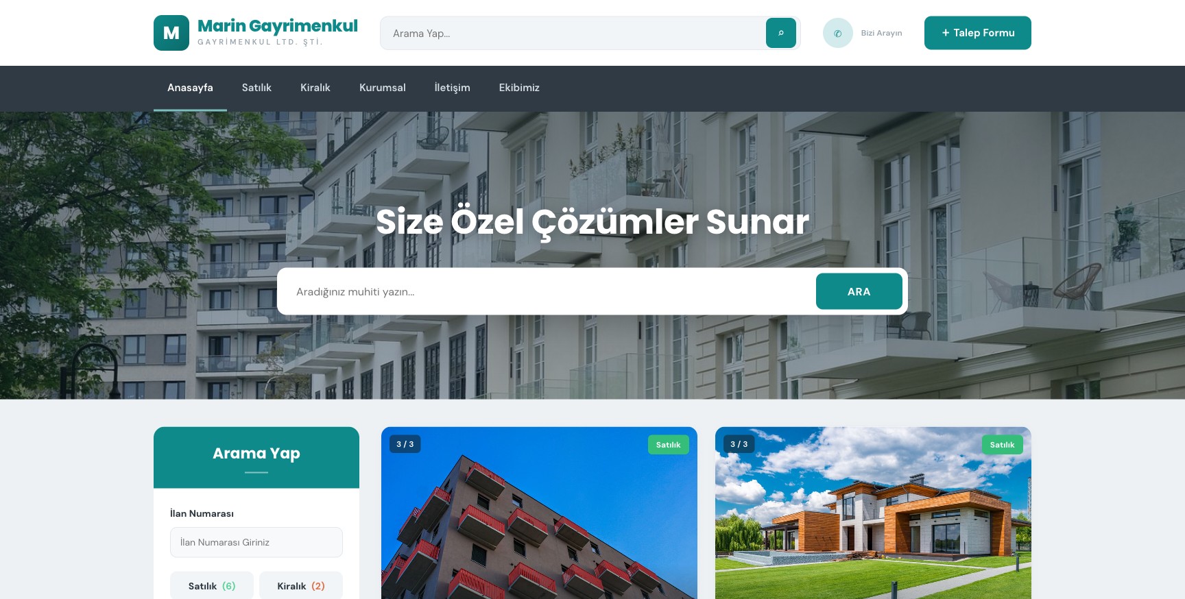 Emlak — Marin Gayrimenkul örneği