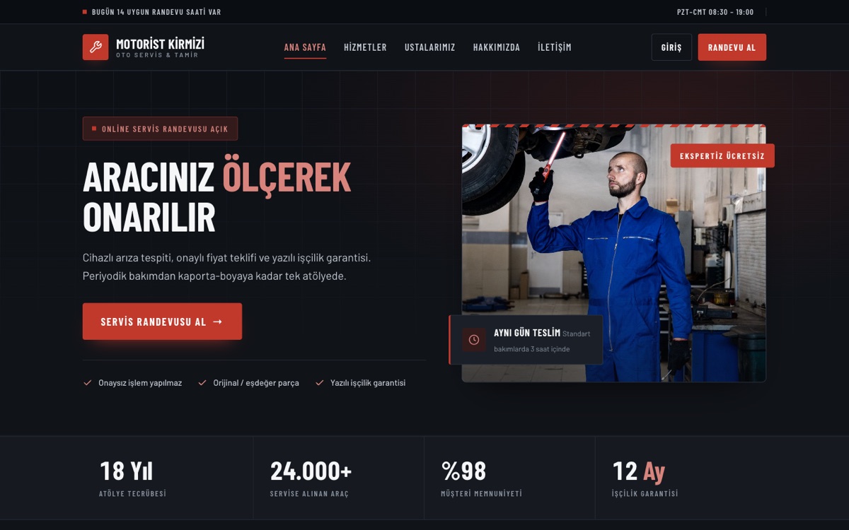 Oto Servis — Motorist örneği