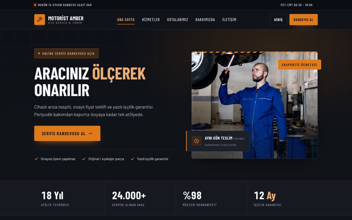 Oto Servis — Motorist örneği