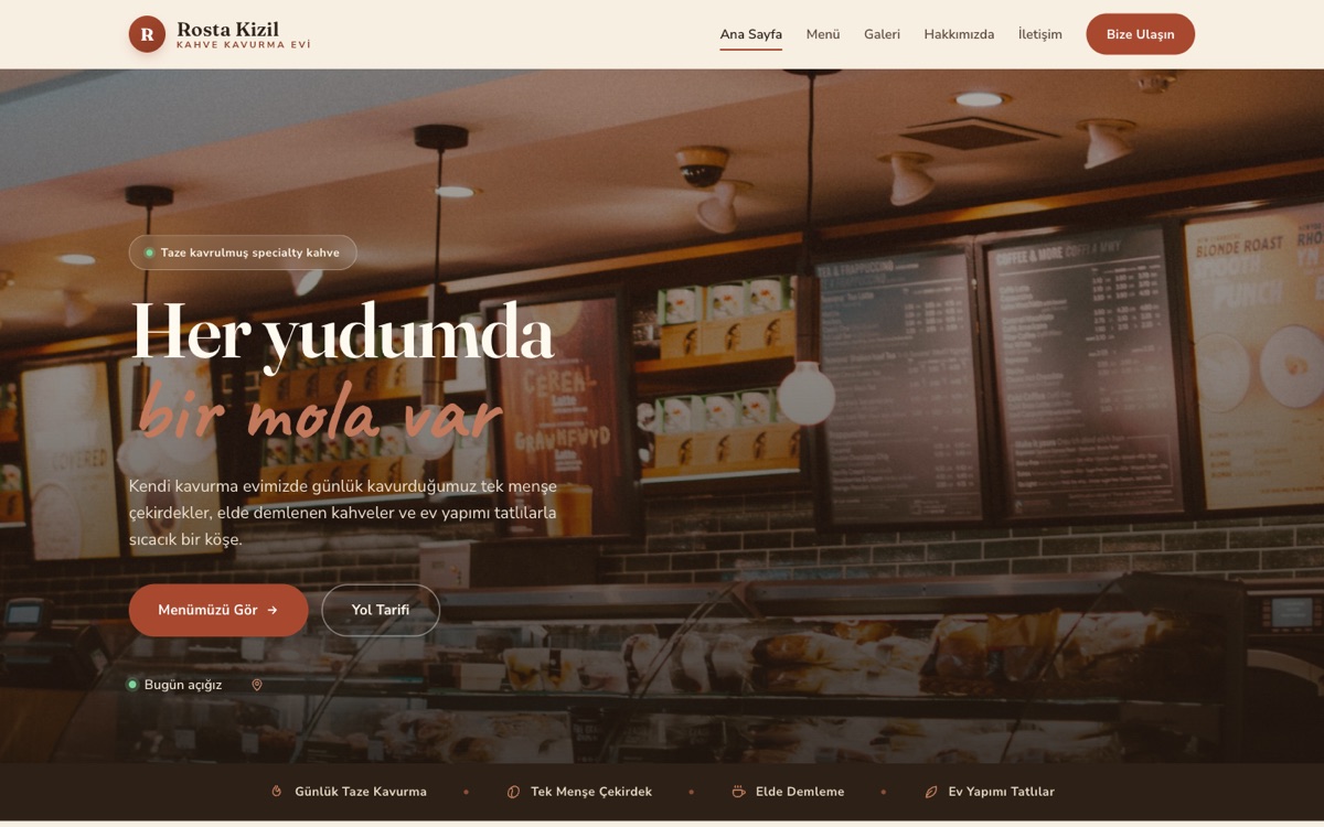 Kafe & Kahve — Rosta örneği