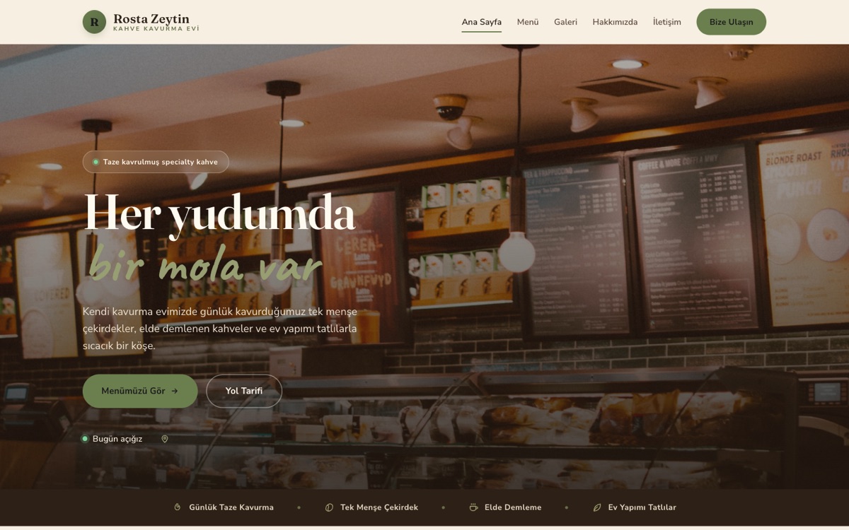 Kafe & Kahve — Rosta örneği