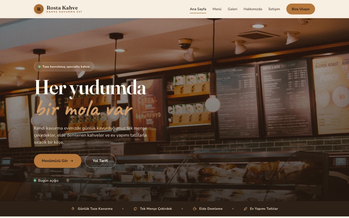 Kafe & Kahve — Rosta örneği