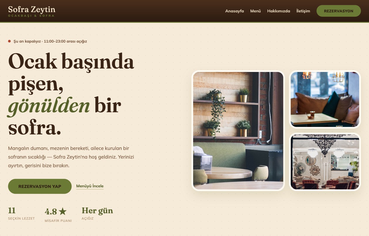 Restoran — Sofra örneği