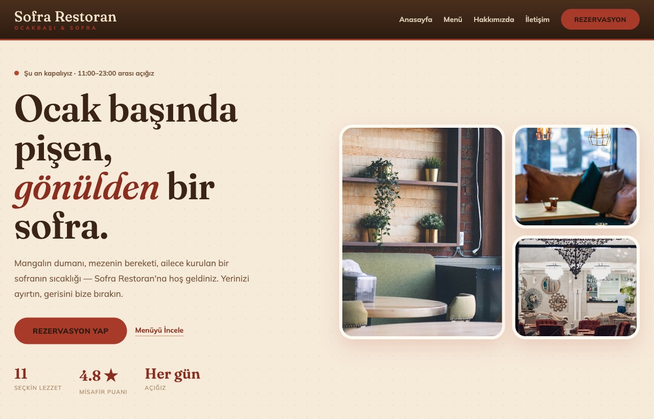 Restoran — Sofra örneği