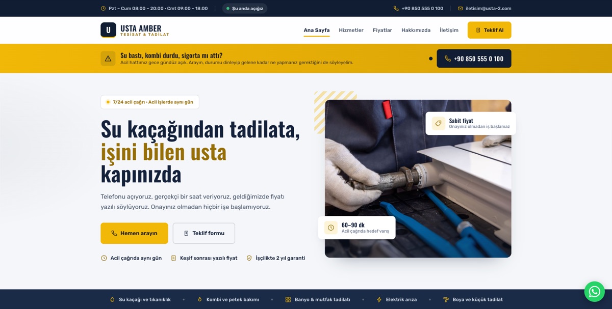Tesisat & Tadilat — Usta örneği