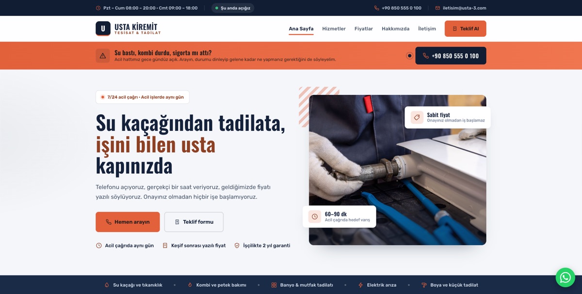 Tesisat & Tadilat — Usta örneği