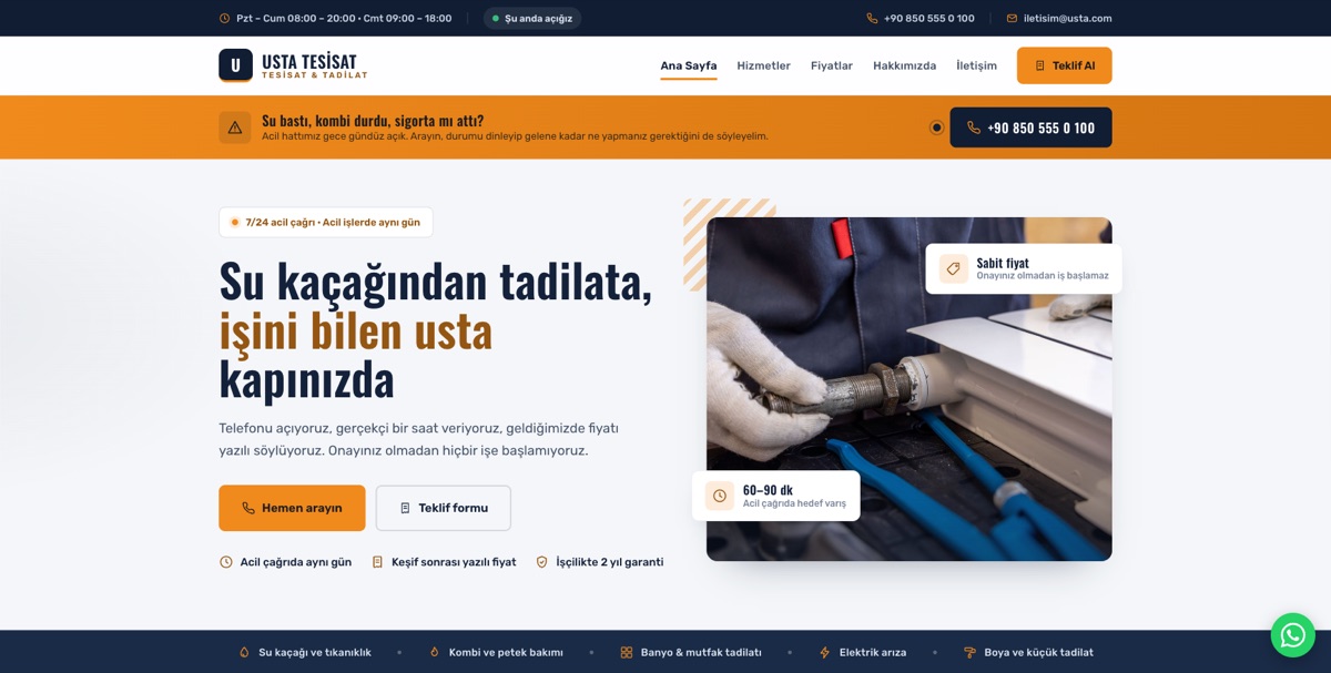 Tesisat & Tadilat — Usta örneği