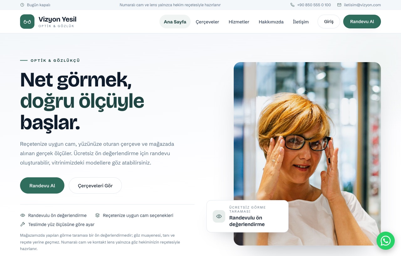 Optik & Gözlükçü — Vizyon örneği