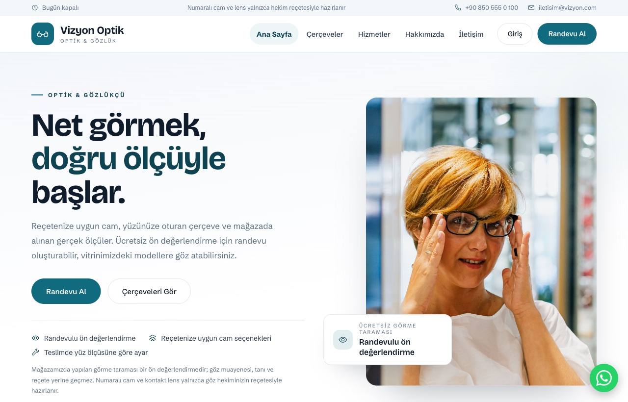 Optik & Gözlükçü — Vizyon örneği